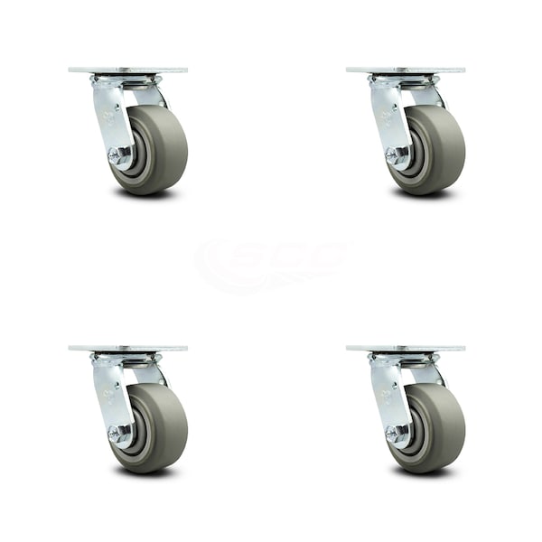 4 Inch Thermoplastic Rubber Wheel Swivel Caster Set with Ball Bearings SCC